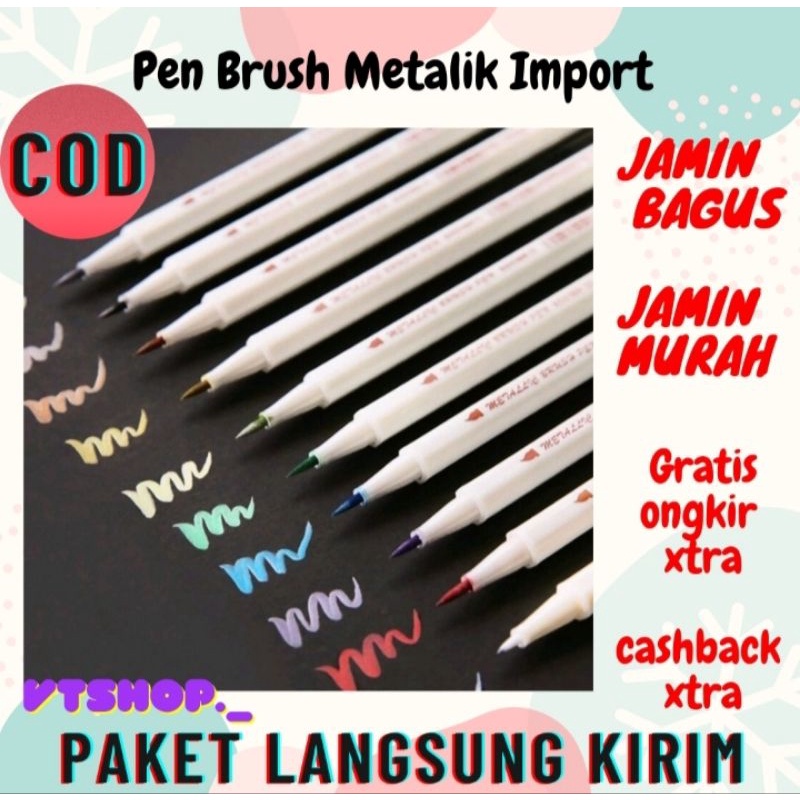 

V553 - Pen Brush Metalik untuk Menggambar / Scrapbook DIY / Pen Metalik Menggambar / Brush Pen Metalic