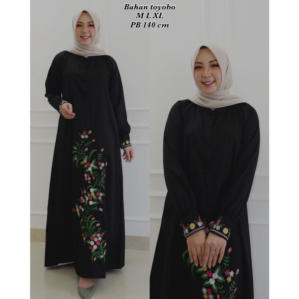 Gamis Toyobo Bordir ~ Gamis toyobo terbaru 2021 ~ Baju Gamis Wanita Dewasa Bahan Toyobo PREMIUM ~ CO
