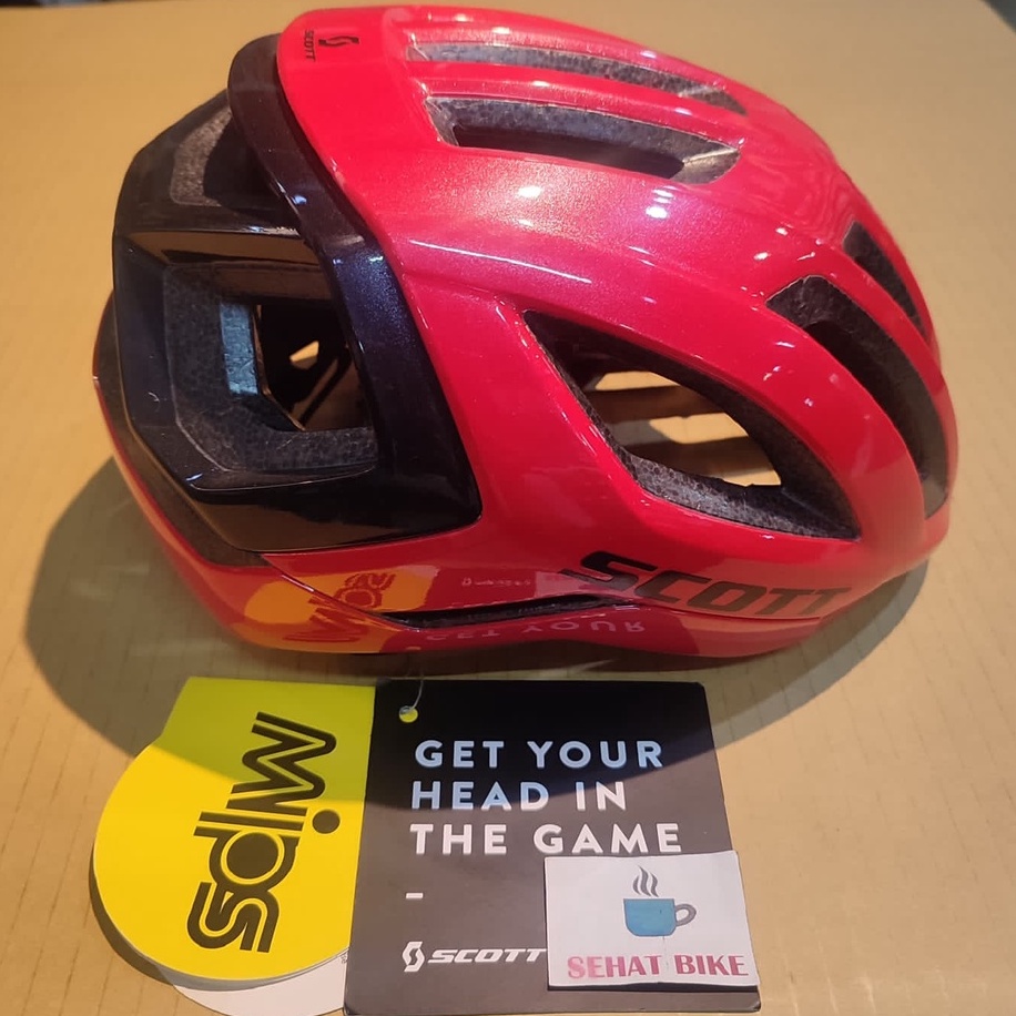 Helmet Helm Sepeda Scott Centric Plus Fiery Red Original