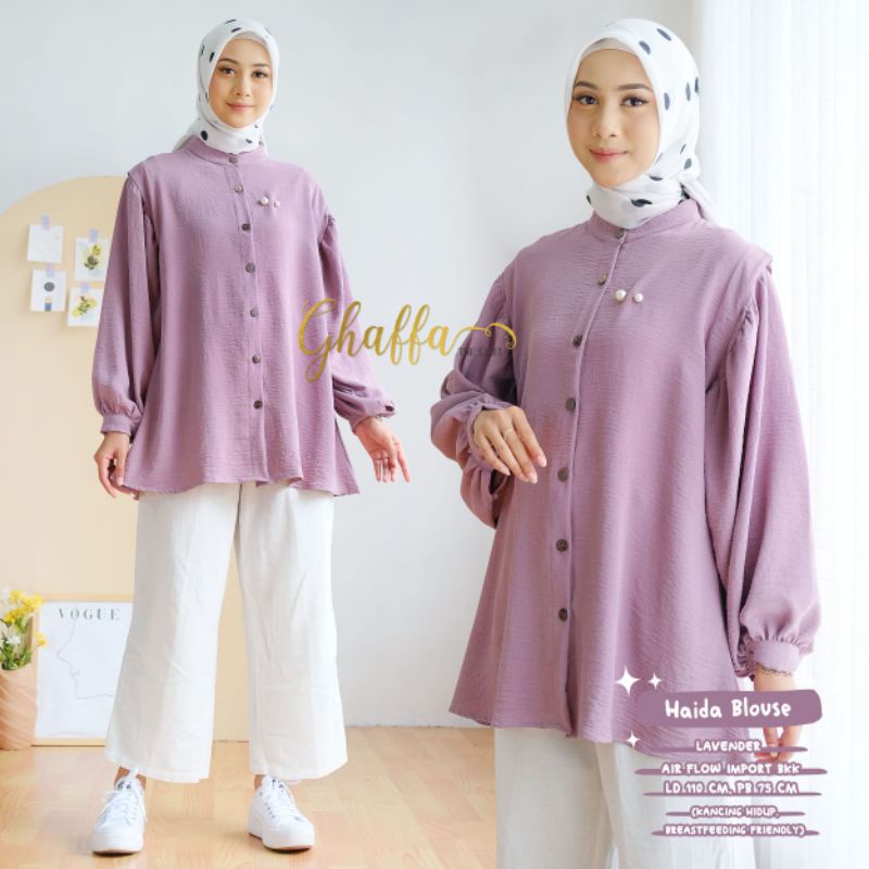 HAIDA BLOUSE BY GHAFFA THE LABEL (BLOUSE MUSLIMAH) Blouse polos modern