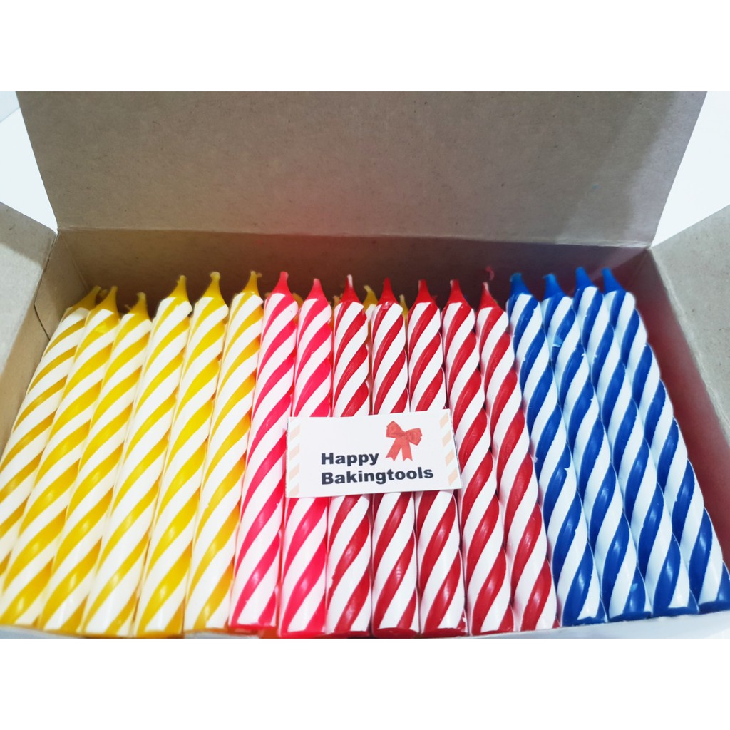 Lilin spiral besar, lilin kue ulang tahun batang warna warni