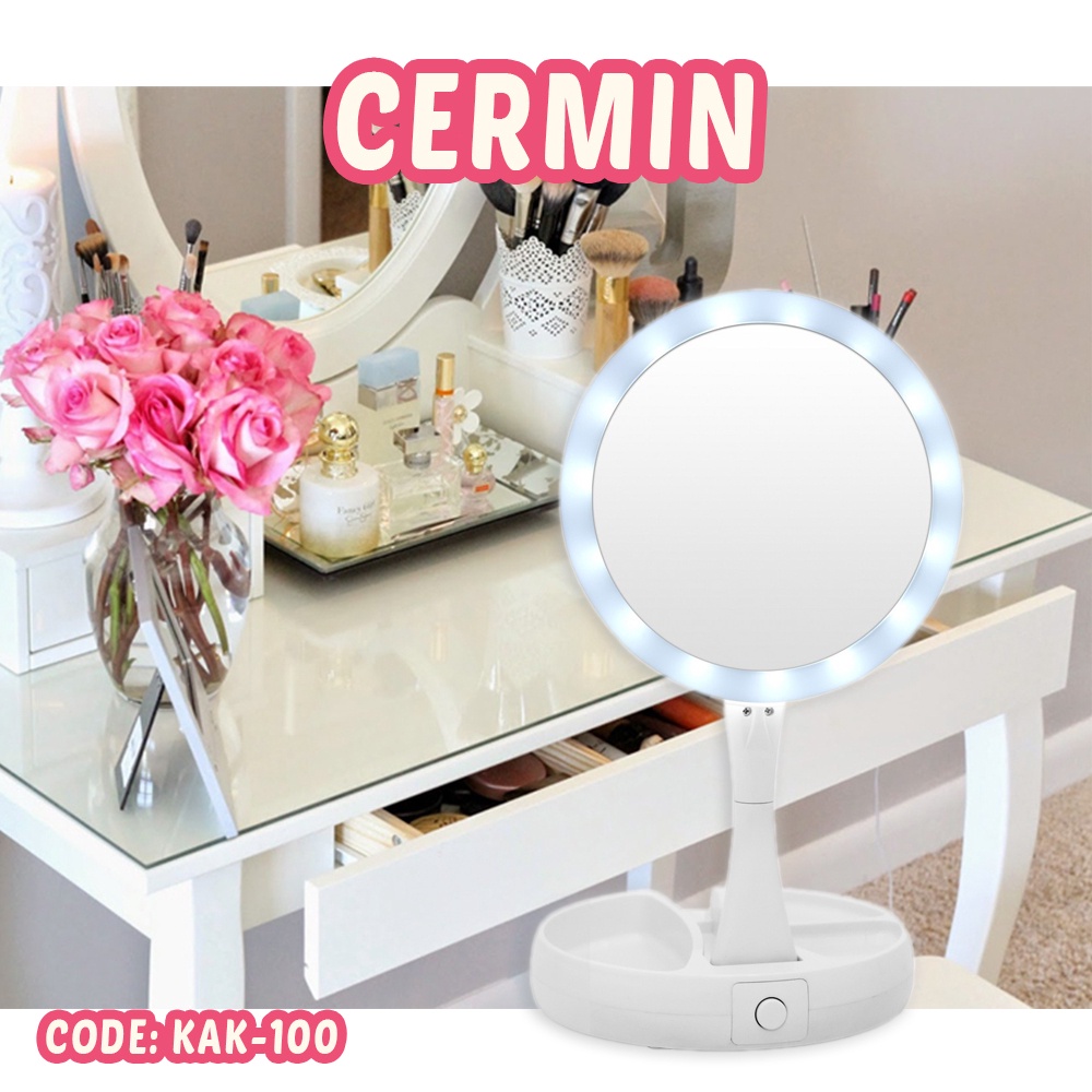 Cermin lipat LED Double sided Miror Minimalis Aesthetic