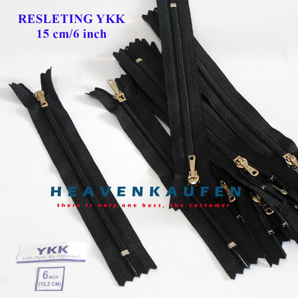 Resleting Zipper YKK 15 cm Hitam Murah (6 inch)