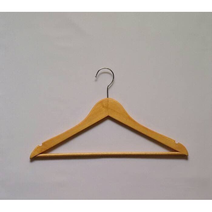 Hanger Kayu Palang Natural Dewasa Wood Gantungan Baju Kayu Celana Rok - BH