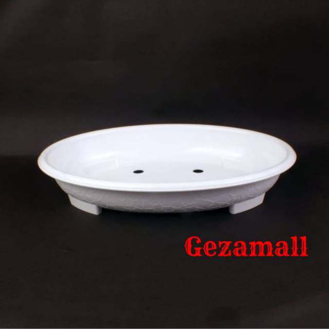 Pot bonsai plastik putih pohon tanaman bonsai oval