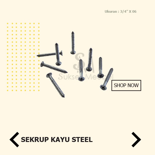 Sekrup Kayu Steel 6 X 3/4" = 1 Box / Skrup Kayu Wood Screws (+)