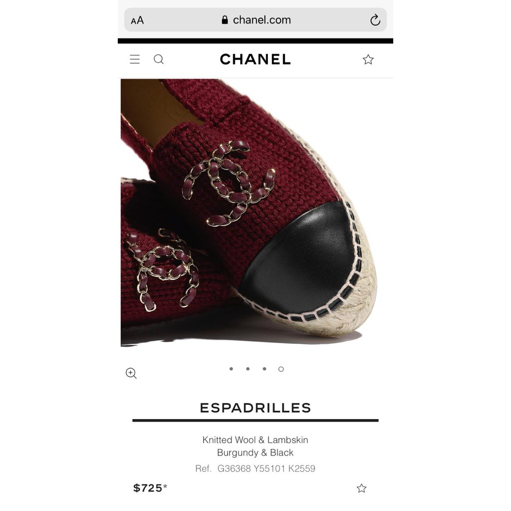 Chanel Knitted Wool & Lambskin Espadrilles Mirror Quality :: (burgundy-black) size 36 - 40