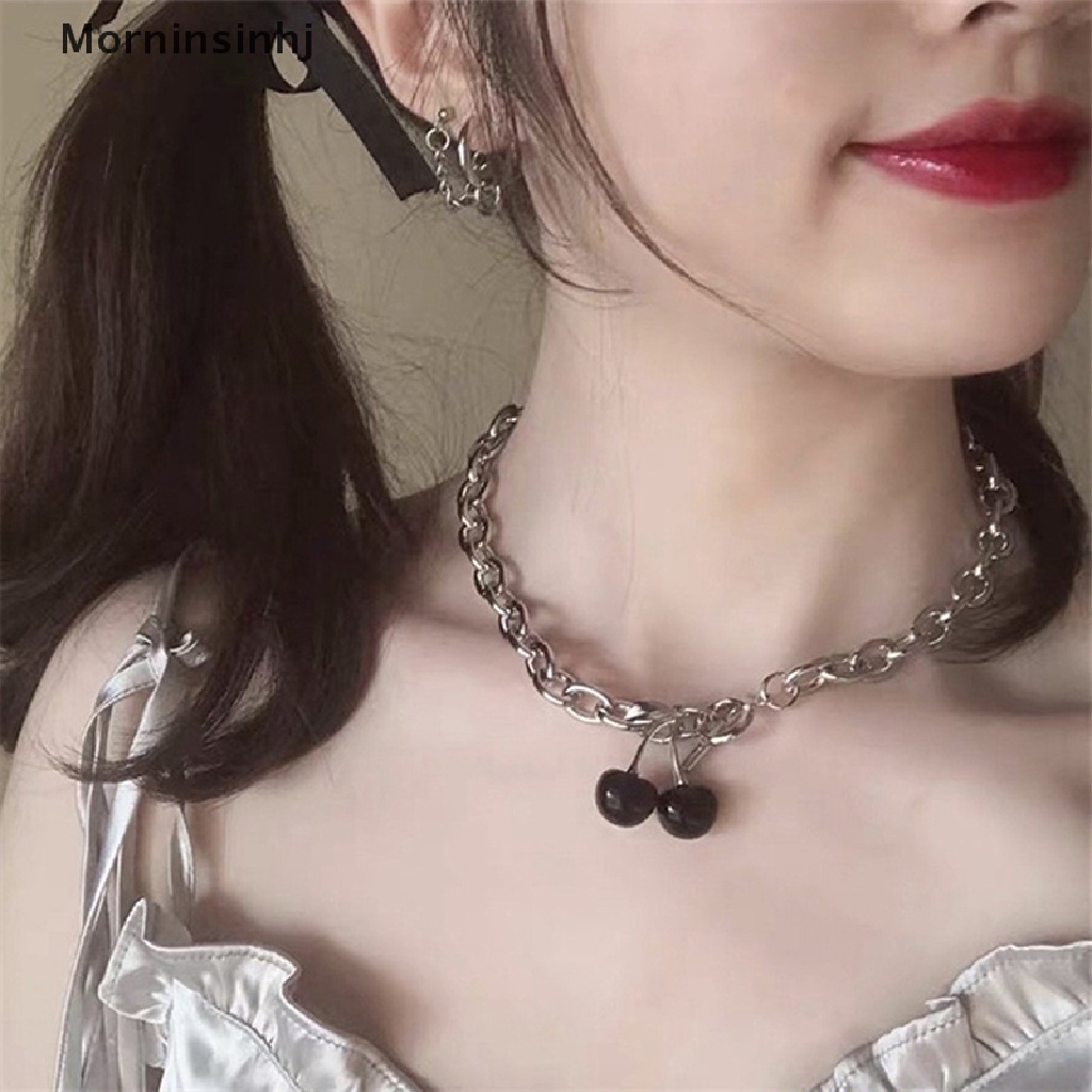 Mornin Fashion Kalung Choker Hip Hop Cherry Liontin Baru Punk Stainless Steel Harajuku Diablo Gothic Link Rantai Klavikula Chain id