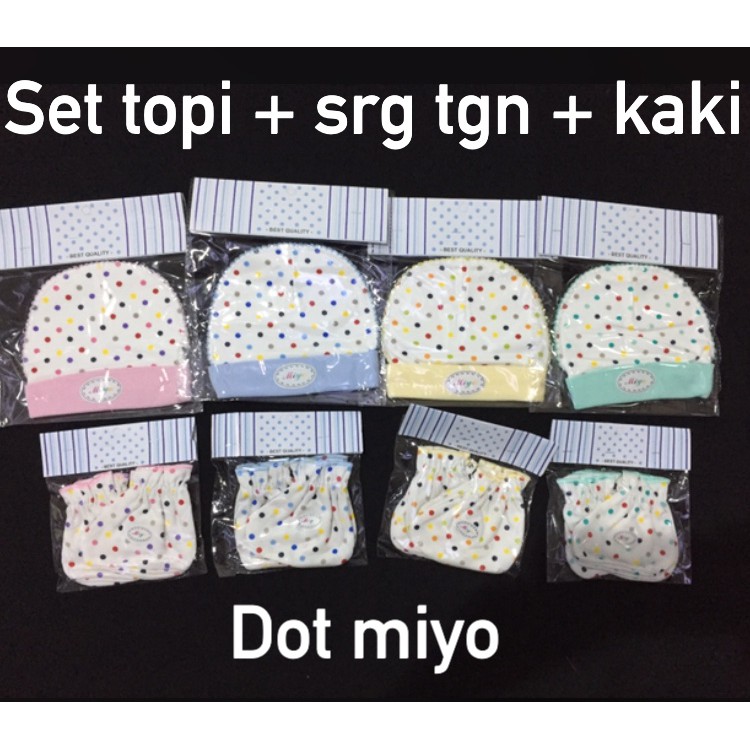 Set Sarung Tangan + Sarung Kaki + Topi Newborn Libby / MIYO CBKS