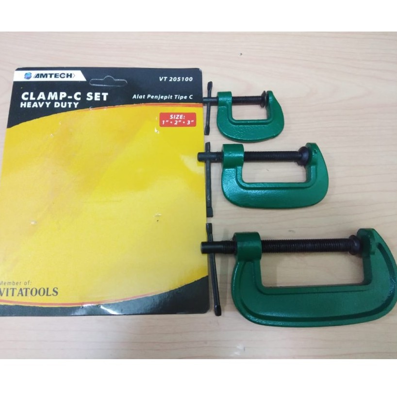 CATOK C AMTECH SET (1&quot; - 2&quot; - 3&quot; )/CLAMP CATOK C SET PENJEPIT CATOK KAYU/ALAT PENAHAN PENJEPIT BENDA