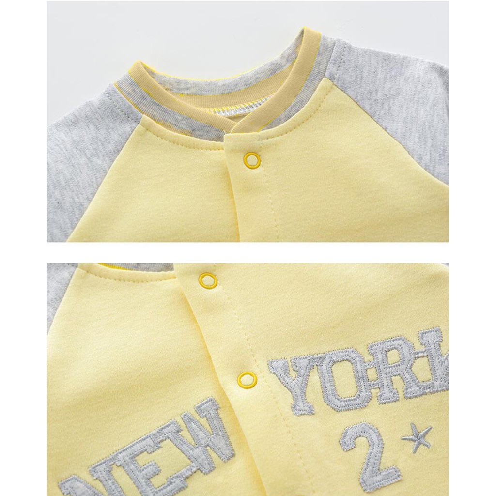 [COD] Jumper bayi bungkus kaki 0-2 tahun / baju bayi jumper bayi lengan panjang Motif  BASEBALL NEW YORK KUNING brownieground