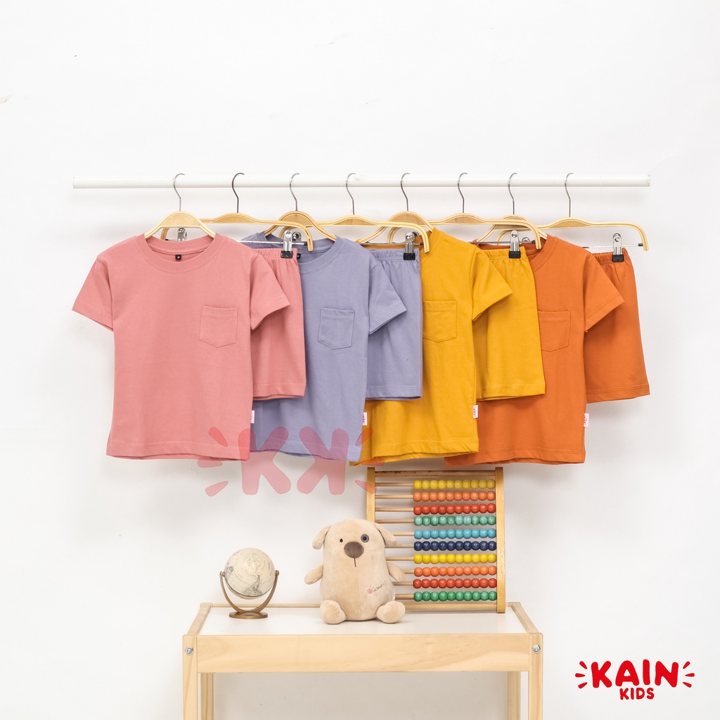 KainKids Setelan Kaos Polos Anak &amp; Celana Pendek 1-7Y | Set Pocket Tee Short Pants PK SPC01