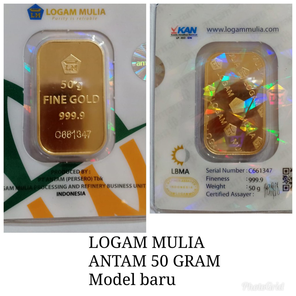 Best Seller Logam Mulia 50gram 50gr 50 Gram Antam LM Emas 99,9% Model Baru