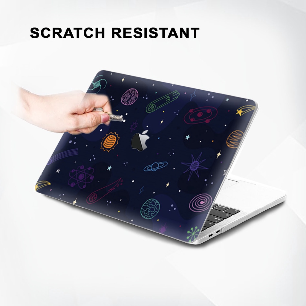 Case Casing Aksesoris Protective Pelindung Laptop Hardcase Macbook Air Pro 13 inch M1 M2 2017 2018 2019 2020 2021 A1932 A2179 A2337 A1706 A1708 A1989 A2159 A2251 A2289 A2338 Gambar Space Planet Angkasa Warna Biru Blue Navy Murah Premium Logo Lubang Tampak