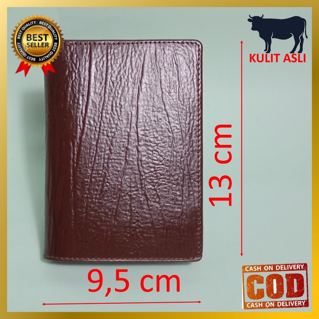 Dompet Pria Kulit Asli Sapi Model Lipat Kartu Banyak Motif Serat Kayu [3/4]