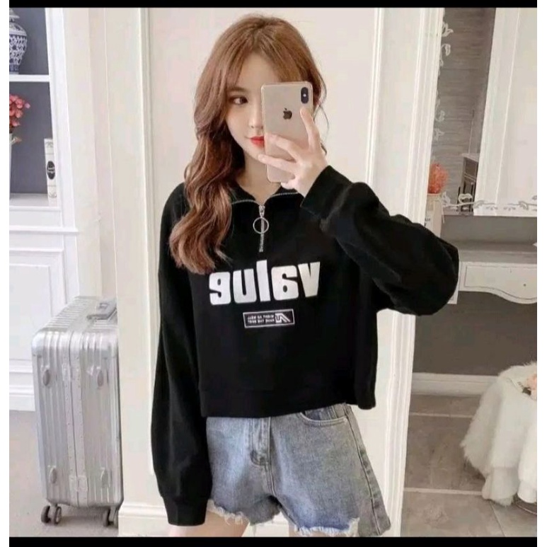 Sweater wanita crop blouse Korean VALUE