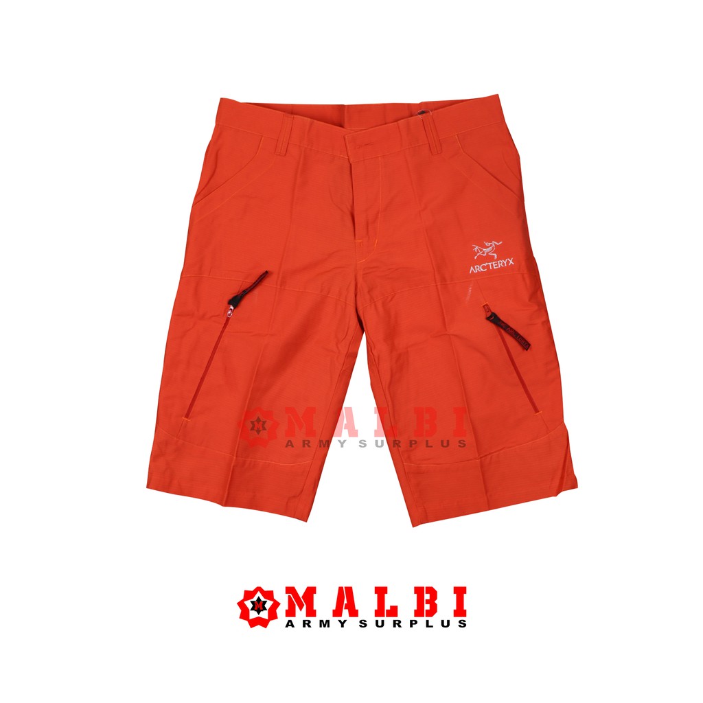 Celana Gunung Pendek Quick Dry Arcteryx TNF Outdoor Oren