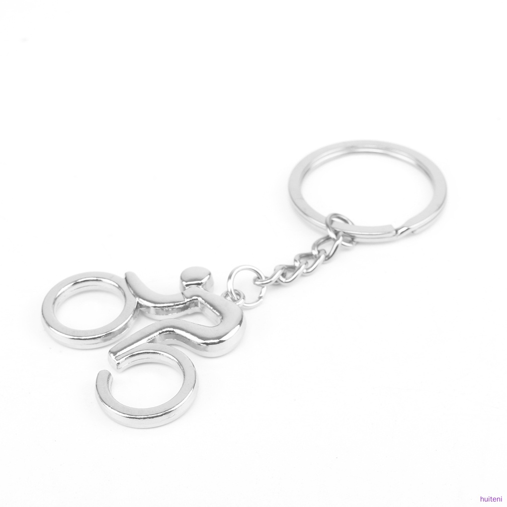 Silver Metal Bicycle Bike Cycling Riding Keychain Keyring Keyfob Key Chain Ring huiteni