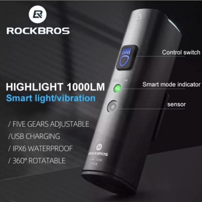 LAMPU SEPEDA ROCKBROS V9M 1000lm lumens Roadbike MTB LIPAT ATV scooter