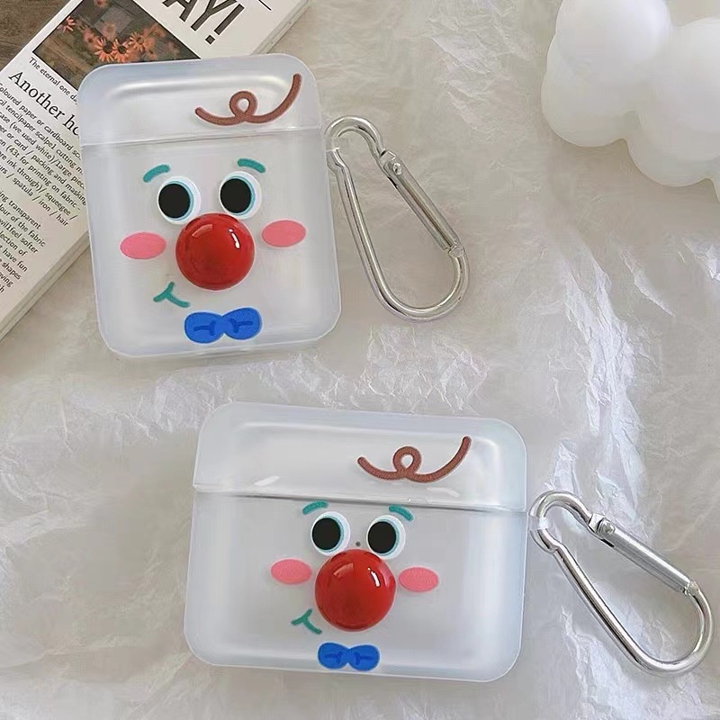 3d Hidung Merah Kartun Joker Lucu Bluetooth Earphone Cover Pelindung Untuk Airpods1 2 3 Pro 2 pro2 Airpods3 Lembut Tahan Air Case