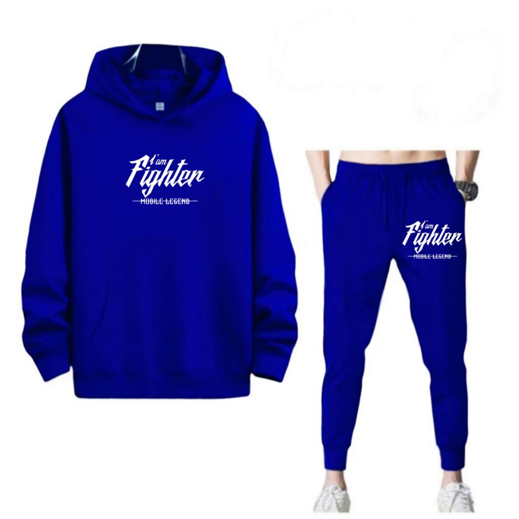 SETELAN I AM FIGHTER JOGGER DAN HOODIE BAHAN TEBAL NYAMAN DIPAKAI TERLARIS