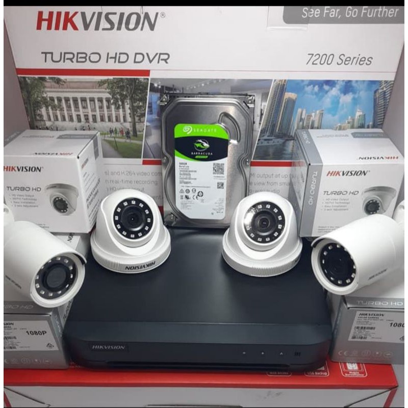 Paket cctv hikvision 4ch 2mp full hd 1080p komplit tgl pasang