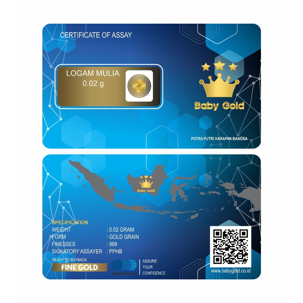 LOGAM MULIA Emas mini batangan 0.001 gram 24 karat minigram gold asli 0.002 gram 0.005 gram 0.01  Distributor Bandung-BG Biru 0.02gr 1-24