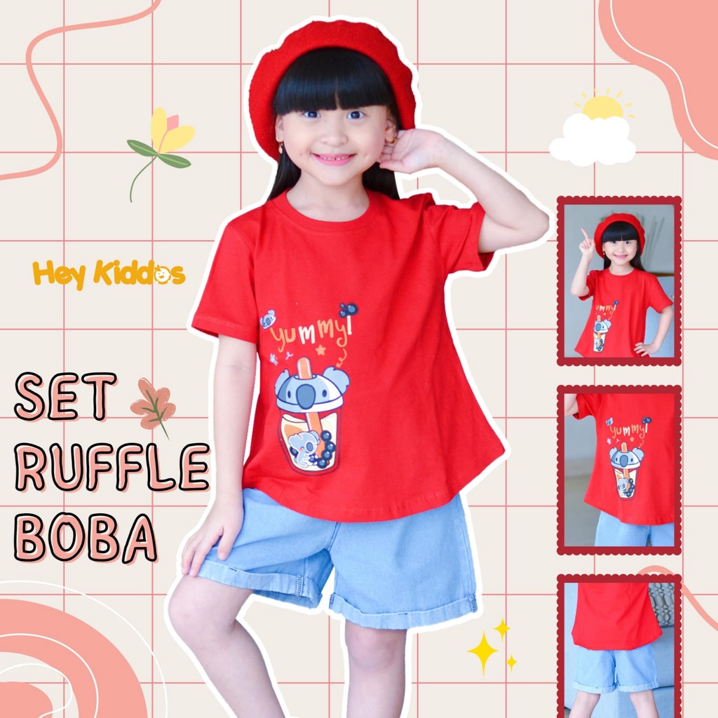 SETELAN ANAK PEREMPUAN BOBA RUFFLE USIA 2-10 TAHUN