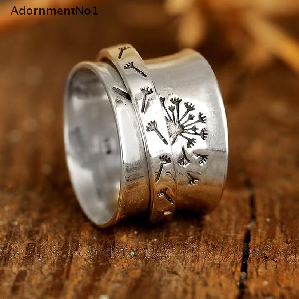 (AdornmentNo1) Cincin Fidget Spinner Motif Dandelion Anti Stress Untuk Pria / Wanita