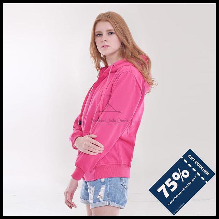 u96o premium jaket hoodie jumper polos warna pink fanta untuk wanita - m oh7g