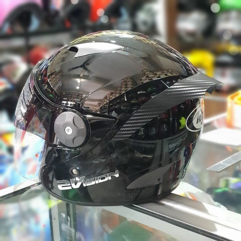 Spoiler helm kyt 2vision motif carbone, sudah free double tape