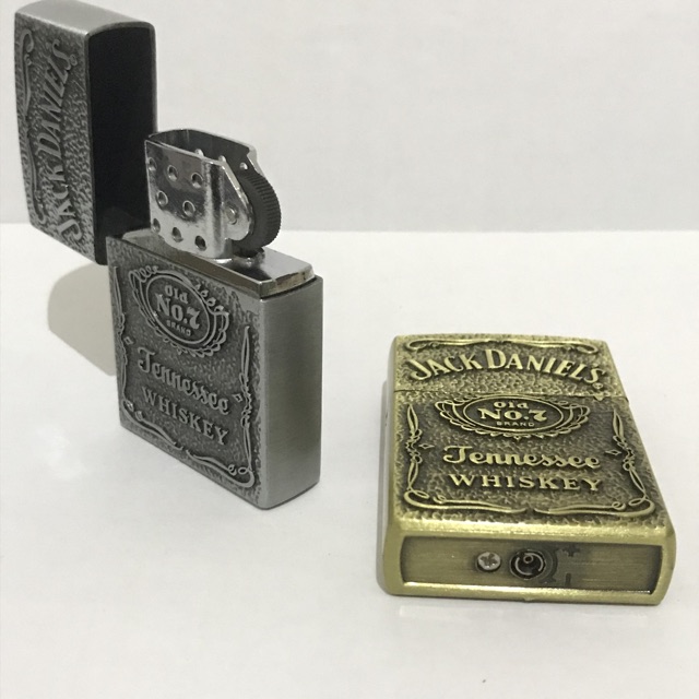 Korek Api Model Zippo Gas Motif JackDaniels Korek Gas Isi Ulang