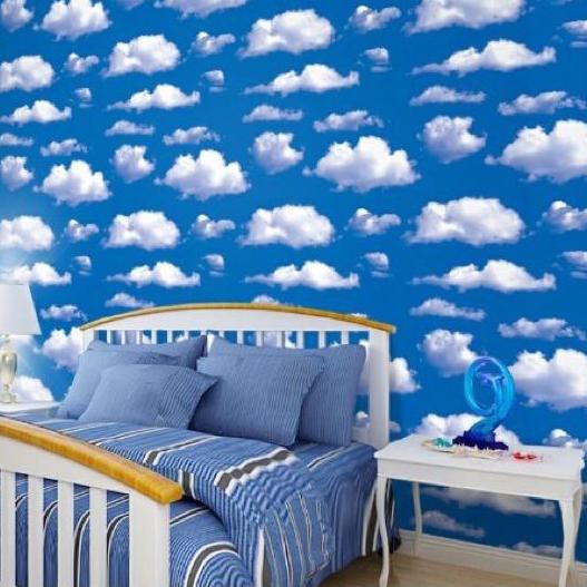 Serbu Wallpaper Plafon Atap Rumah Awan Biru Walpaper Kamar Tidur Anak Ruang Tamu Stiker Triplek Kayu