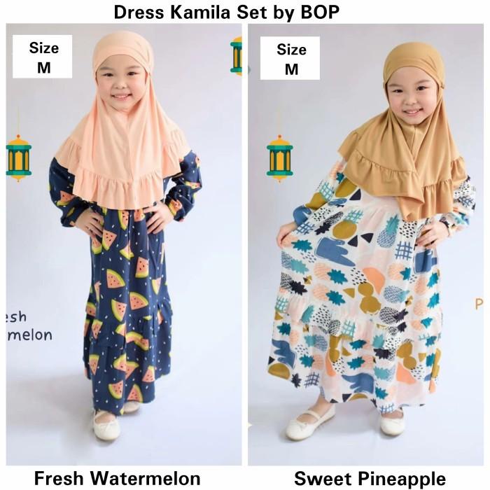 Gamis Kamila Set Dress Anak Pesta Syari Cantik Casual By Bop