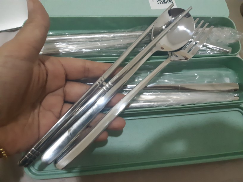 Sedotan Stainless & Korean Cutlery Set Box # Silver