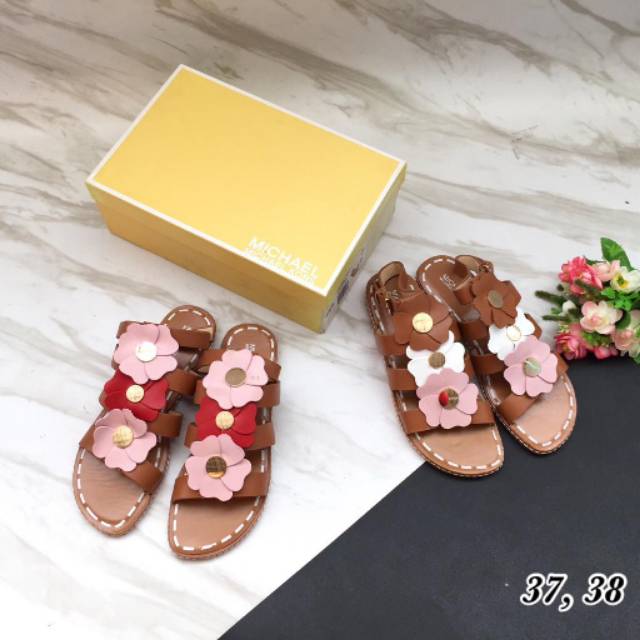 Michael Kors Flower Sandal CalfSkin original authentic asli 37 38
