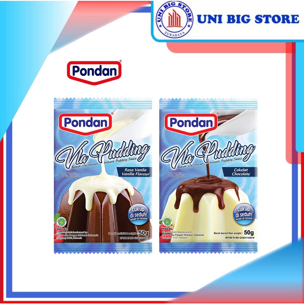 

Pondan Vla Pudding Puding Chocolate Coklat - Vanilla 50 gr