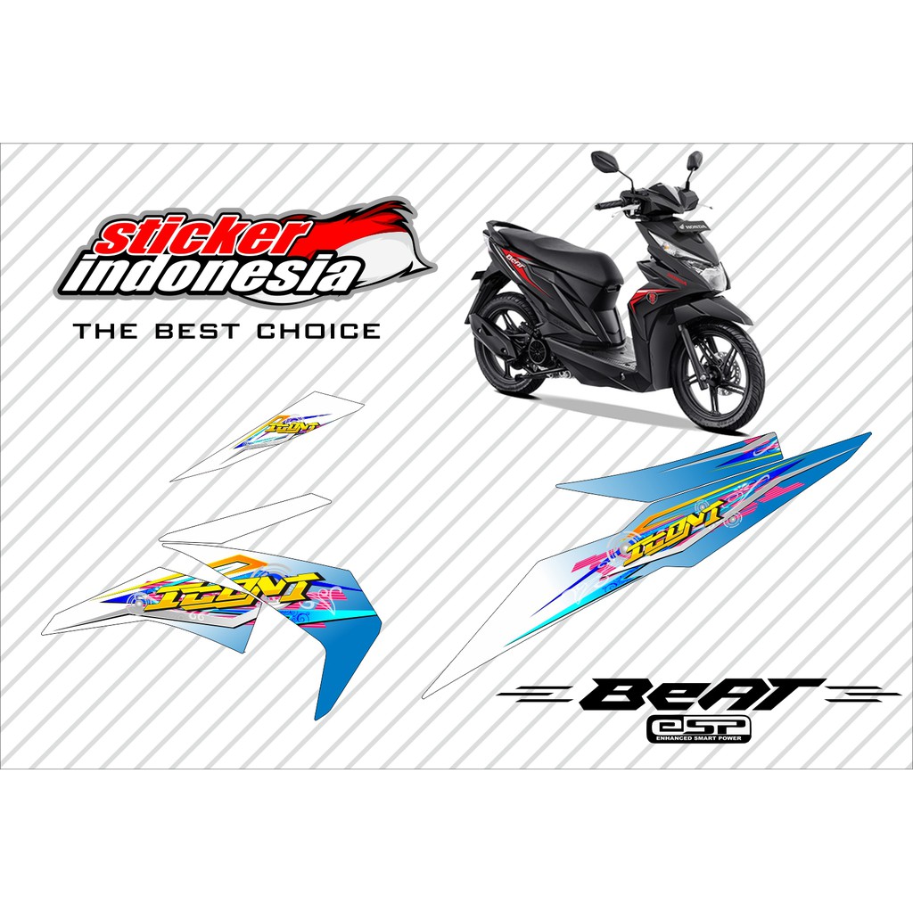 Sticker Striping Motor Beat Street / Beat Fi Esp / Beat Iss / Beat Fi New ICON BIRU