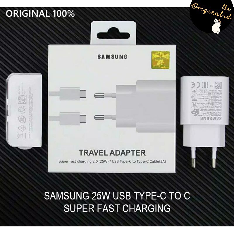 CHARGER SAMSUNG Type C to C ORIGINAL FAST CHARGING SUPER 25W 45w Watt PD Traver adapter Adaptor A21S NOTE 10 S20 A02S A11 M21 M31 A71