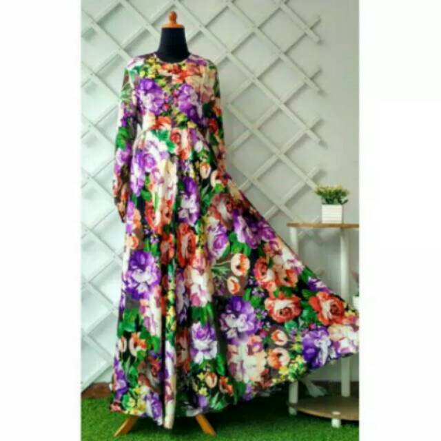 GAMIS SATIN MOTIF BUNGA