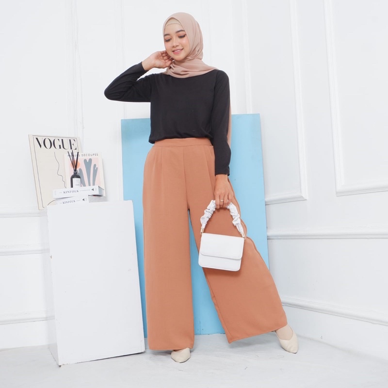 Celana kulot wanita  jumbo bahan rayon crinkle uniqlo zola pants ceria shop fashion wanita