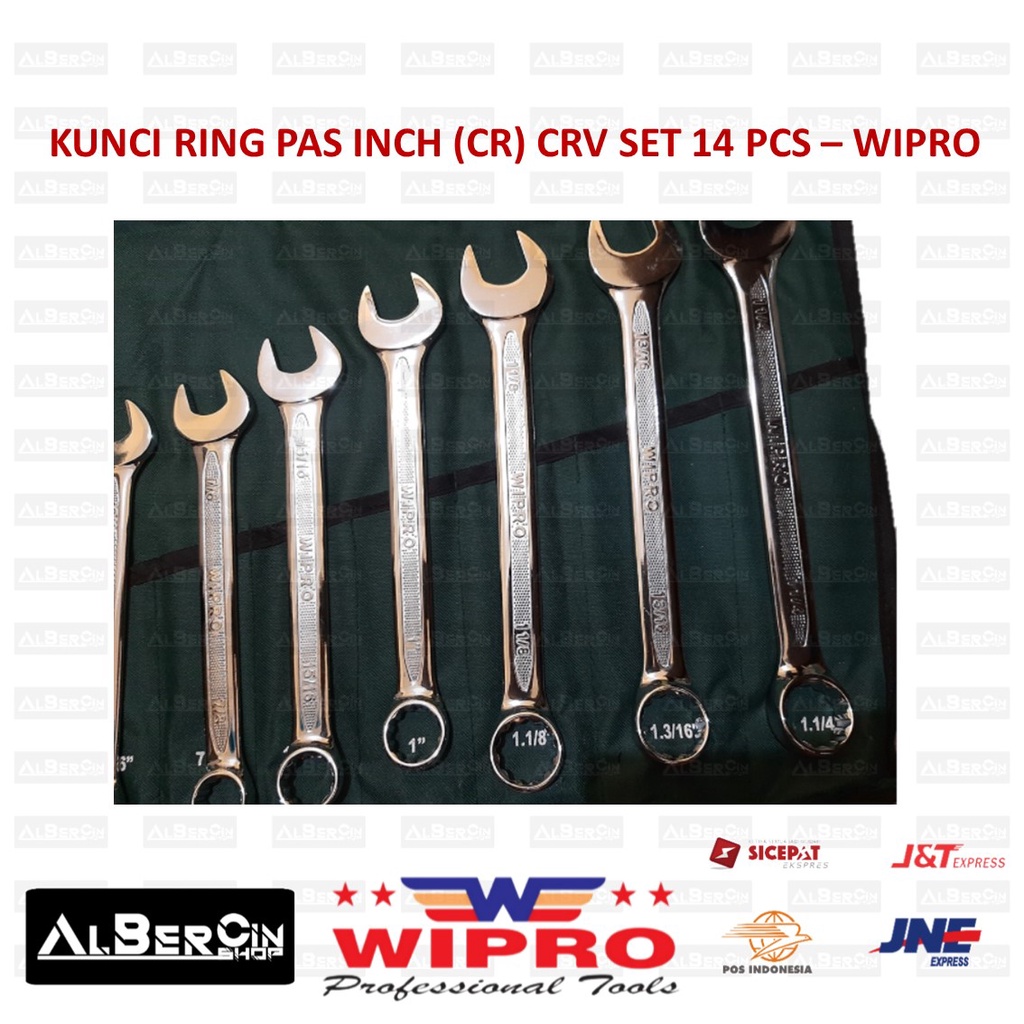 Kunci Ring Pas Inch CR Set 14 PCS WIPRO Size 3/8" - 1 1/4" Inch
