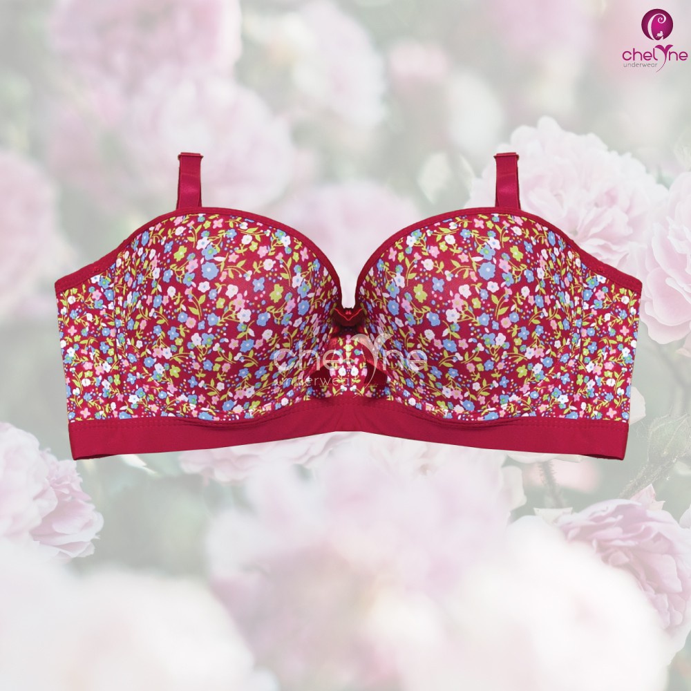 BH Chelyne Busa Kawat 8765 Half Cup Bra Harian Motif Bunga