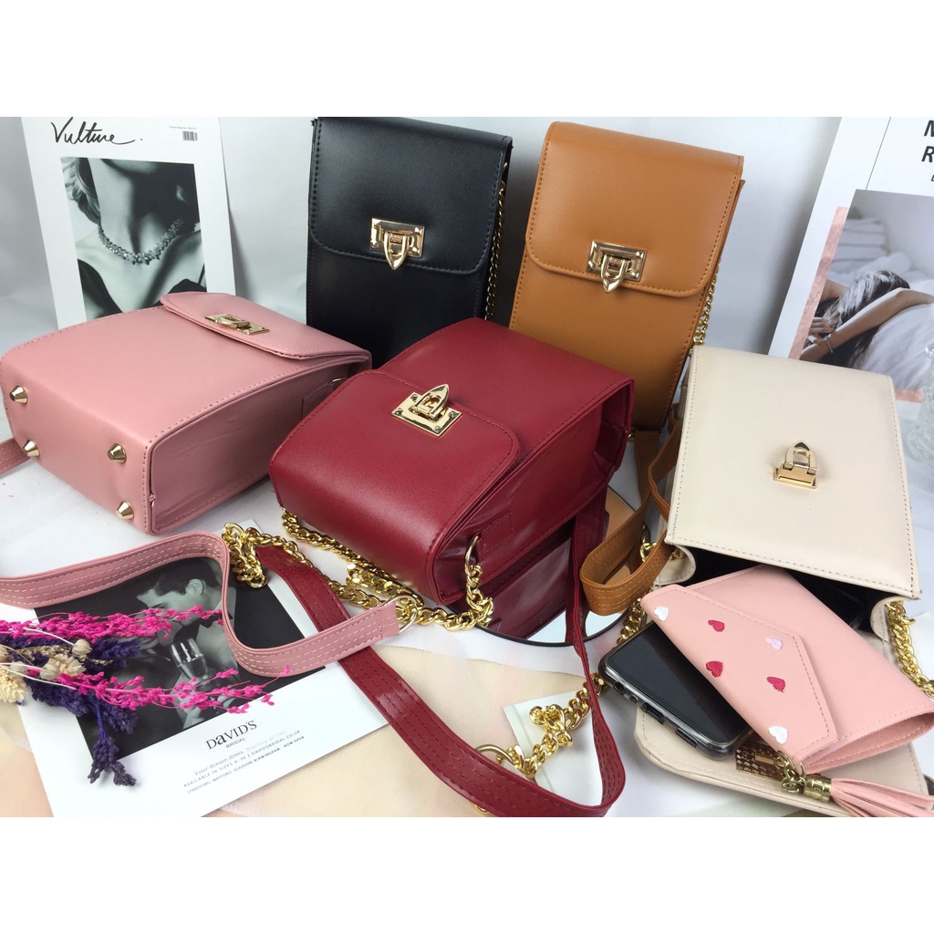 Tas HP Wanita Sling bag Selempang Kulit Polos KT007