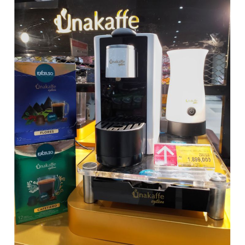 Mesin Kopi Excelso Unakaffe System Ventura 735 White Milk Frother Free 1 Box Arabica 1 Box Robusta Shopee Indonesia