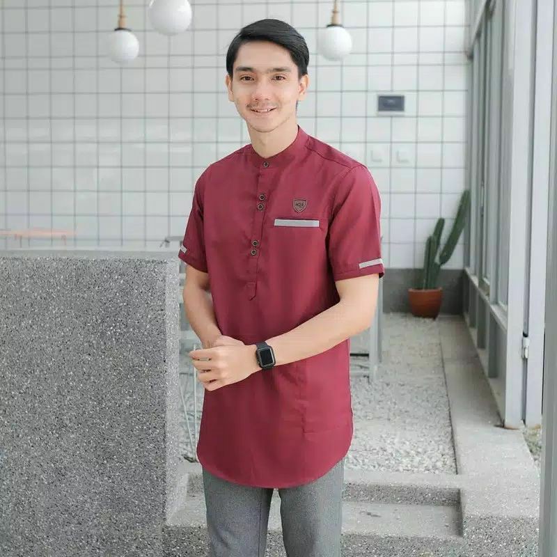 Baju Koko Kurta Dewasa Lengan Pendek Material Catton  Adem Serap Keringat-4