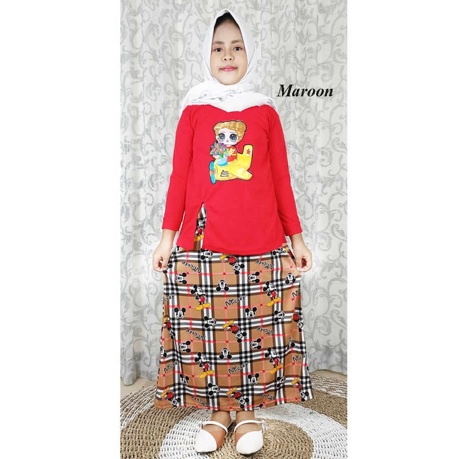 BAJU DAN ROK MIMOUSE BERRY SETELAN ANAK PEREMPUAN GL FASHION