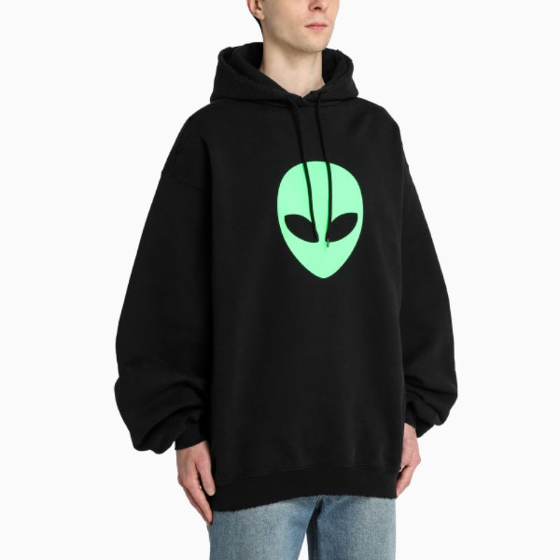 S - XXXXXL(6XL) Hoodie Black ALIEN Jaket Sweater Loose Long Sleeve BIGSIZE OVERSIZE Unisex 5XL 4XL 3XL 2XL XL L Jumbo