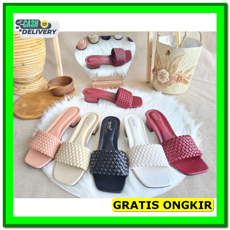 High Heels Wanita Kelsey Motif Pita Ala Ala Korean Style Bahan Kanvas  Abbushoes Us 92 Hak Tahu Koko