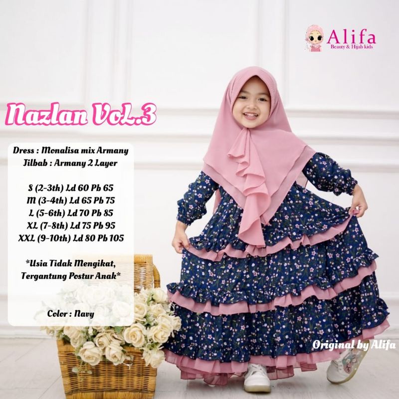Jual Nazlan vol.3 baju muslim anak perempuan original produk alifa